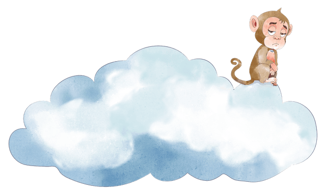 Monley sitting on the cloud